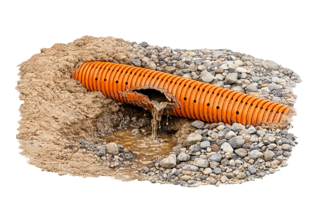 Drainage mit Wasser und Kies