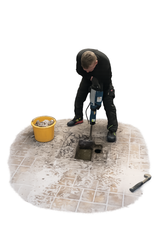 Deeinstalation Bodeablauf ohne Rückstausicherung